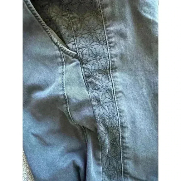 Anthropologie Grey Chinos with Floral Embroidered Detail Straight Leg Pants - Picture 5 of 8